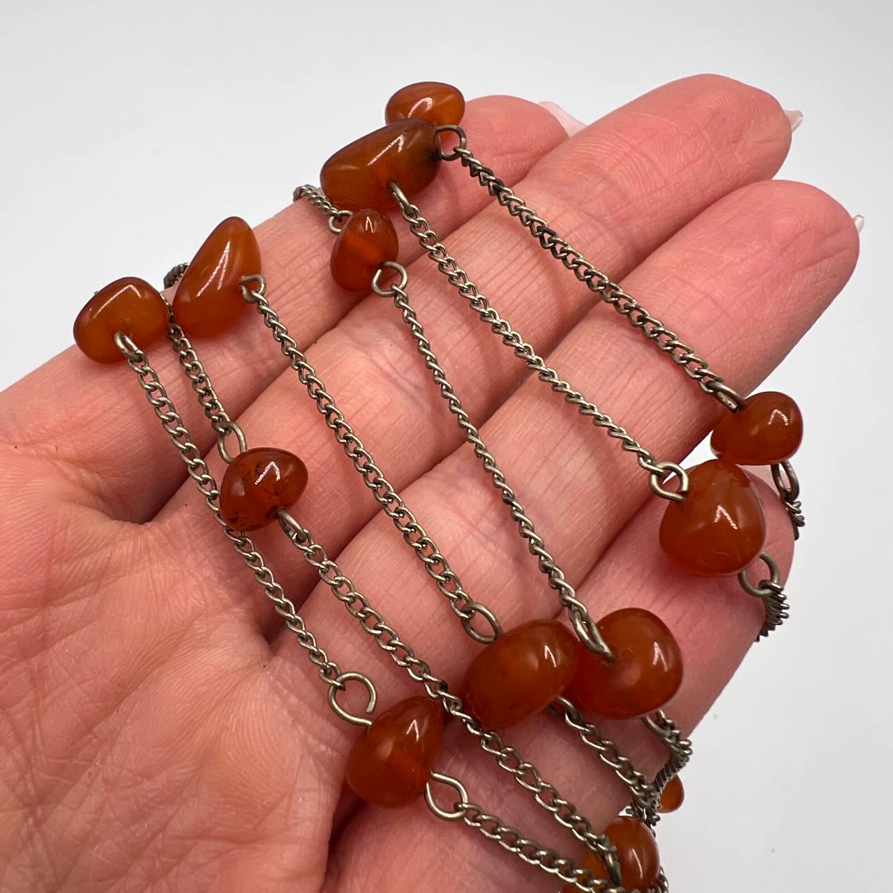 Collier Vintage En Ambre De La Baltique - Couleur Miel, Longueur 16 Pouces - Pièce Originale Des Années 70