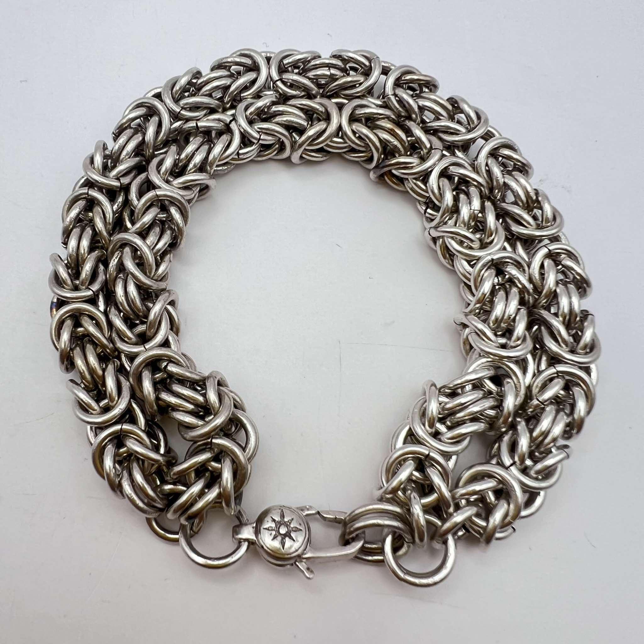 925 Sterling Silver Vintage C Z Heavy Cable Link Bracelet