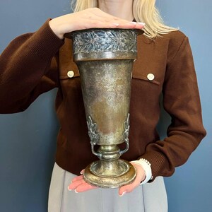Antique Trophy Cup/German Silver Cup/1911 Brass Trophy/Vintage Sports Award/High Jump Memorabilia/Silver Plated Brass/Antique Sports Trophy