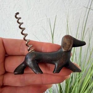 Vintage Art Deco Bronze Dachshund Corkscrew: Dog Lover Barware