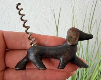 Vintage Art Deco Bronze Dachshund Corkscrew: Dog Lover Barware