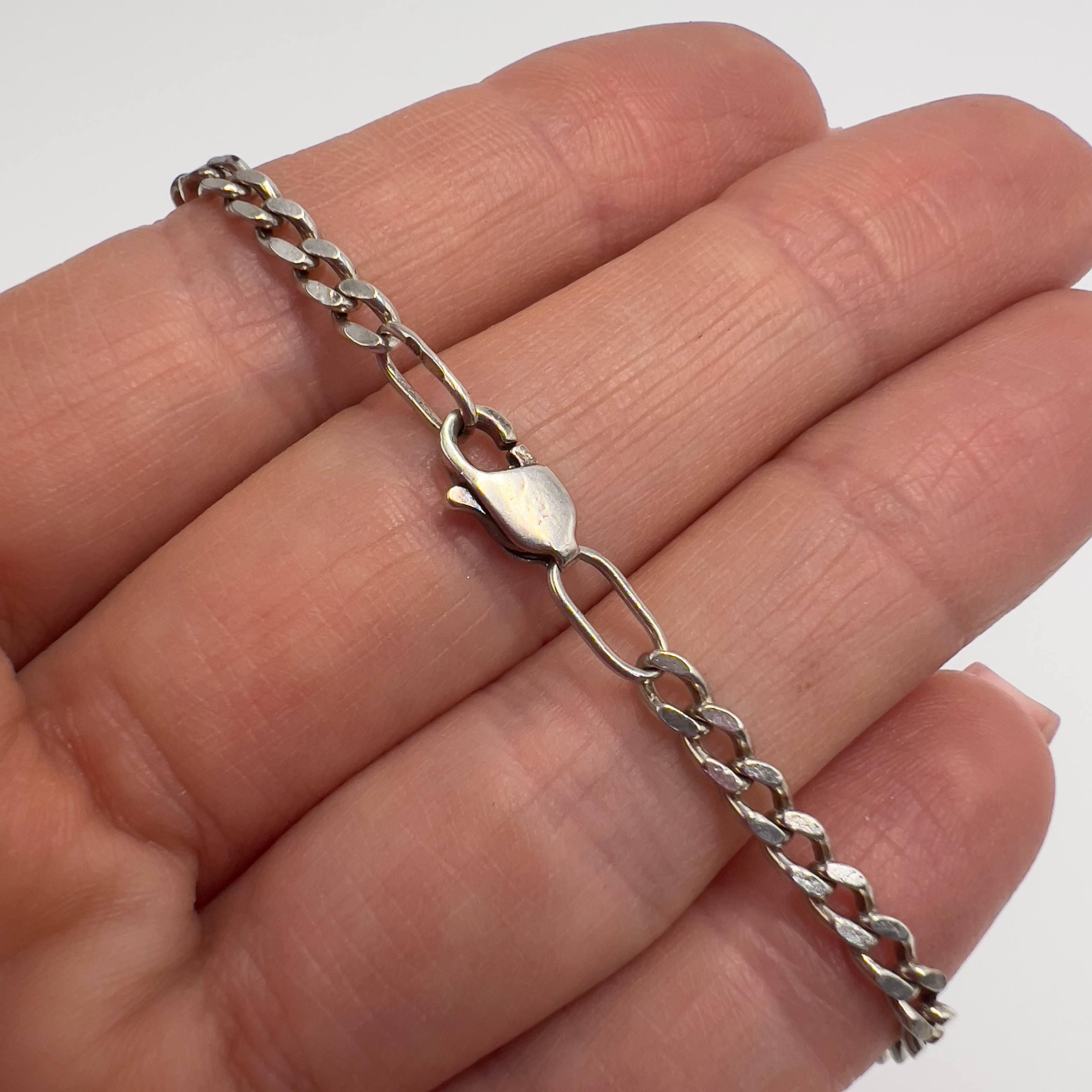 Vintage Sterling Silver 925 Figaro Chain Necklace Marked Ukraine