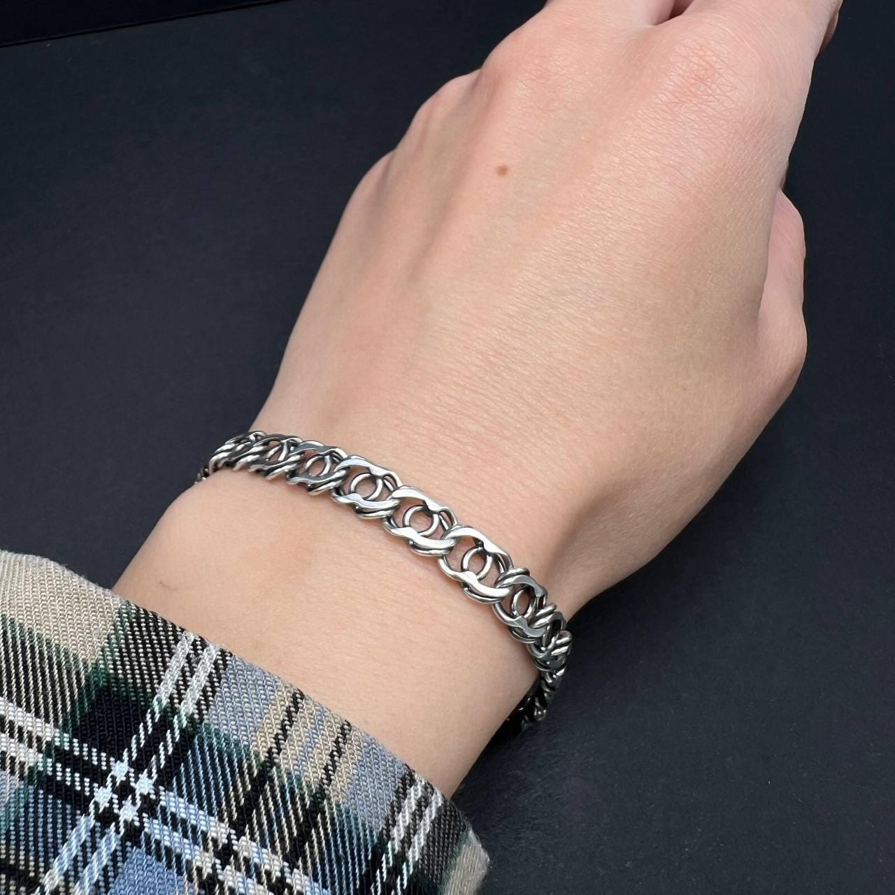 ヴィンテージ925スターリングシルバーチェーンリンク ブレスレット ヴィンテージ925スターリングシルバーチェーンブレスレット