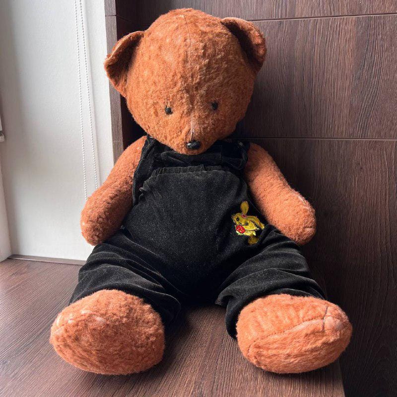 Vintage 1950s USSR Teddy Bear: Large Straw-stuffed Plush Toy With