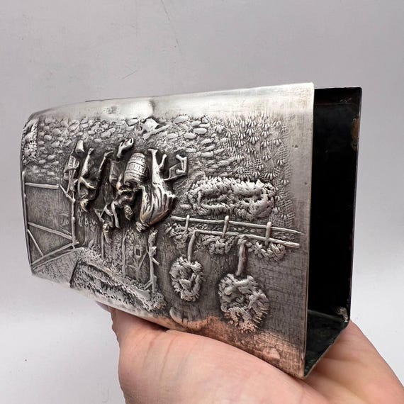 ヴィンテージ シルバーメッキ マッチ棒ホルダー 田園風景 ドイツ