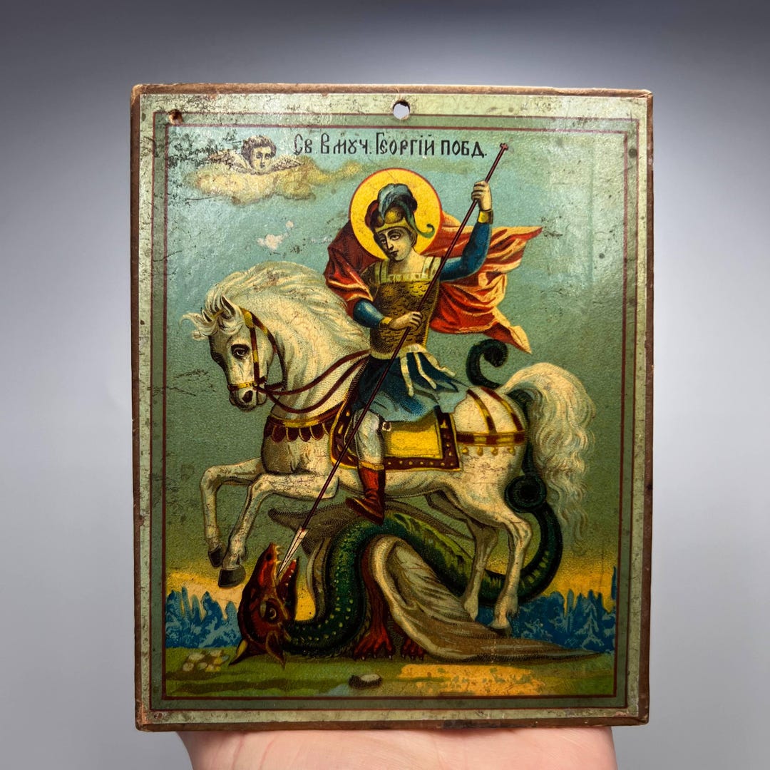 St. George Religious Icon Antique St George Icon 19th Century Christian Religious Icon Prayer ...
