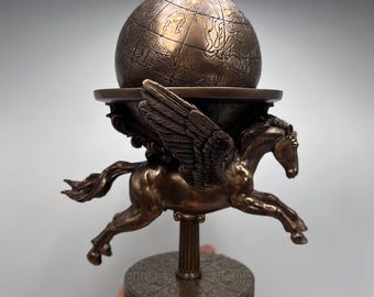 Italian Pegasus Statue: Bronze Finish Polystone Winged Horse Decor