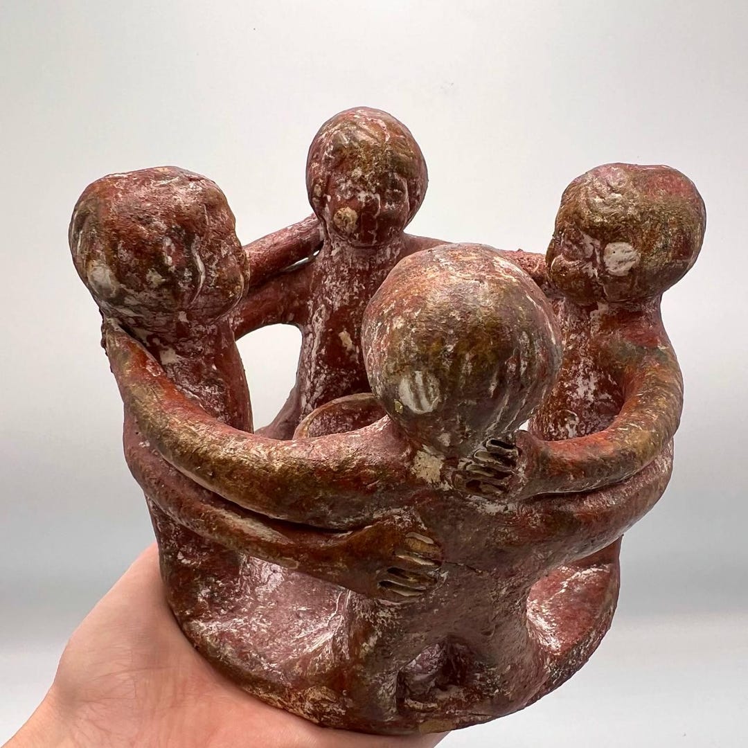 Vintage Clay Ceramic Terracotta Figure Statue Circle of Friends Aztecs ...