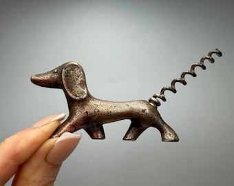 Vintage Art Deco Bronze Dachshund Corkscrew: Dog Lover Barware