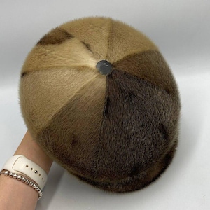 Vintage Soviet Men’s Mink Fur Hat Patchwork 1980s USSR Winter Hat Size M