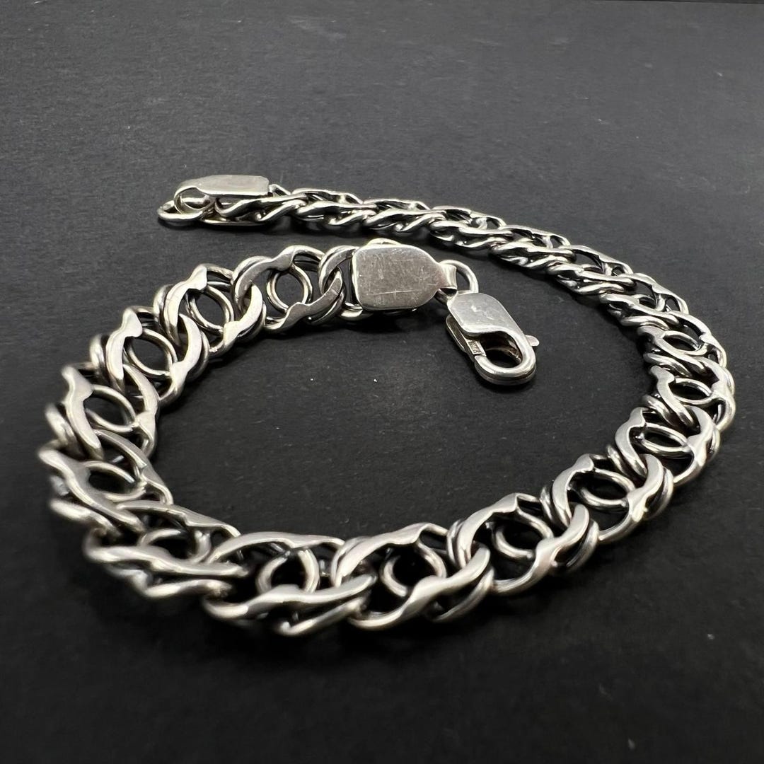 アクセサリー vintage silver925 chain bracelet Vintage 925 Sterling Silver Chain Bracelet: Elegant Twisted
