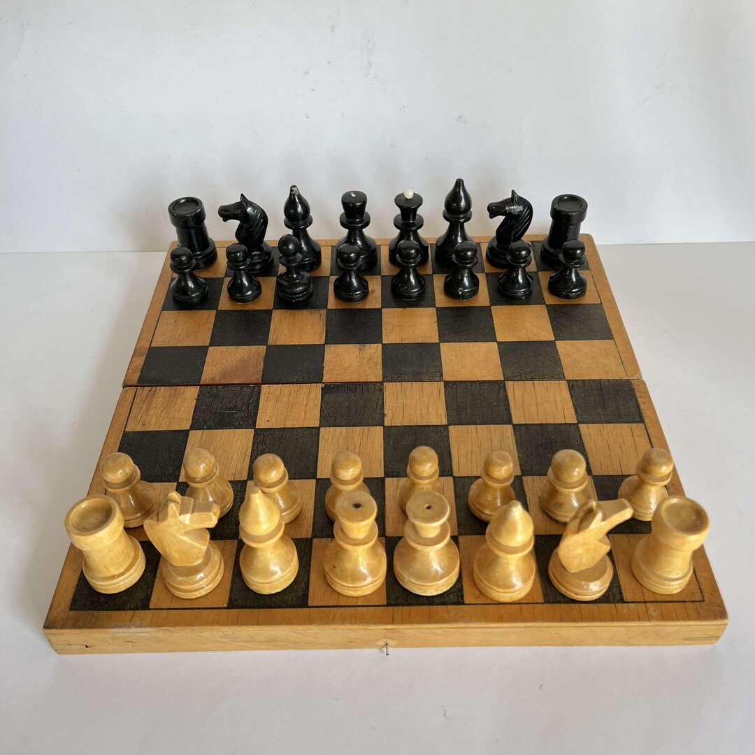 Signed Chess Set 1983 Chess Set Soviet Vintage Wooden Toy Table Folding Board Game Sport ...