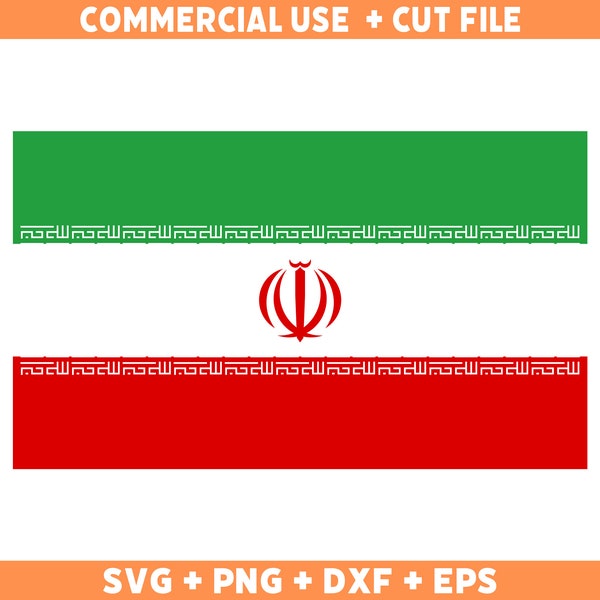 Iran vlag SVG Originele kleuren, Iran Vlag Png, Commercieel gebruik voor print on demand, Cut bestanden voor Cricut, Cut bestanden voor silhouette SVG