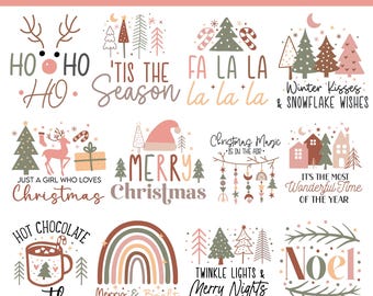Boho Christmas SVG Bundle, Christmas SVG Bundle, Boho designs, Boho Holiday Clipart, Christmas Shirt Svg, svg cut files, Cricut, Silhouette,