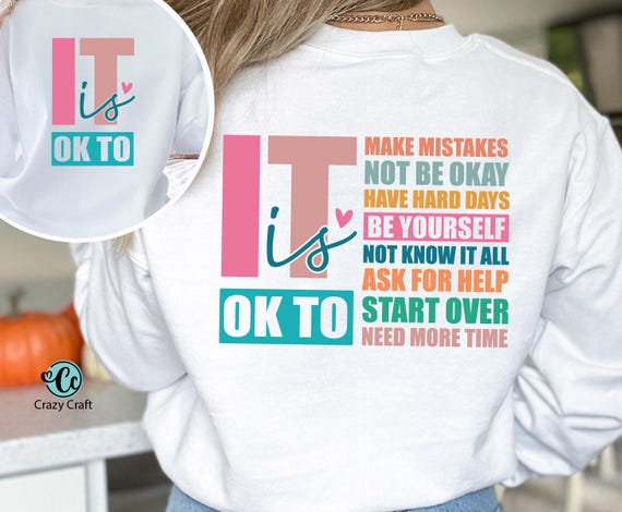 It's Okay To Make Mistakes SVG PNG, Its Okay To Not Be Okay Svg, Mental Health Matters Png, Motivational Png, Daily Quotes Png, Digital