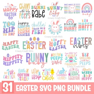 Joyeuses Pâques SVG Bundle, Pâques SVG Bundle, Pâques rétro SVG, Svg joyeuses Pâques, lapin de Pâques, Pâques png, svg de printemps, couper des fichiers pour Cricut