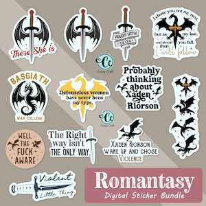 Fourth Wing Stickers Png, Empyrean Stickers, Iron Flame Stickers, Fantasy Book Reader Gift, Fourth Wing, Kindle sticker, Romantasy Sticker