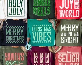 Jul-t-shirt PNG-paket, trendigt jul PNG-paket, preppy jul PNG, preppy retro jul svg, Jingle Bells, klipp och skriv ut