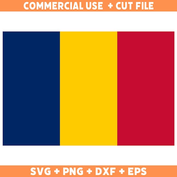 Chad flag SVG Original colors, Chad Flag Png, Commercial use for print on demand, Cut files for Cricut, Cut files for silhouette svg