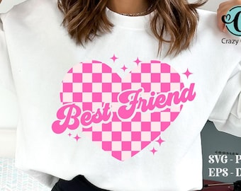 Best Friend SVG, Friendship SVG, Gift for Best Friend, Best Friend Valentine SVG, Valentines Day Shirt, Groovy Valentines, Love Svg