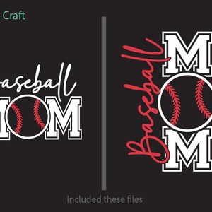 Peut inclure: Deux mod&egrave;les sur le th&egrave;me du baseball sur fond noir. L'un pr&eacute;sente "Baseball MOM" avec un graphisme de baseball, l'autre a "Baseball" en script rouge et "MOM" avec un baseball. Le texte "Crazy Craft" est en haut &agrave; gauche.