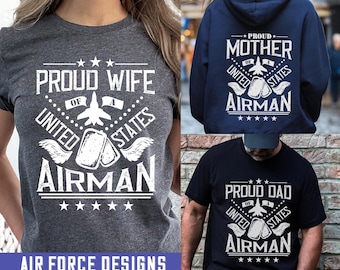 T-shirtontwerpen Proud Mom of a USA Airman, Air Force Graduation, Air Force Matching Family Shirts png, shirt luchtmacht, luchtmachteps png