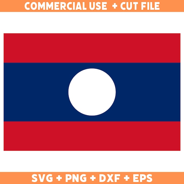 Laos flag SVG Original colors, Laos Flag Png, Commercial use for print on demand, Cut files for Cricut, Cut files for silhouette SVG