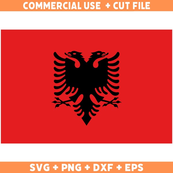 Albania flag SVG Original colors, Albania Flag Png, Commercial use for print on demand, Cut files for Cricut, Cut files for silhouette SVG