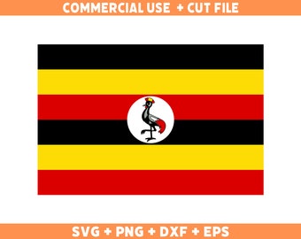 Bandeira de Uganda em SVG com cores originais, Bandeira de Uganda em PNG, Uso comercial para impressão sob demanda, Arquivos de corte para Cricut, Arquivos de corte para Silhouette em SVG