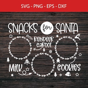 Snacks for Santa svg, Christmas Santa Cookie tray SVG, Santa Plate SVG, Dear Santa Tray SVG, Tray svg cut files, Santa Plate svg