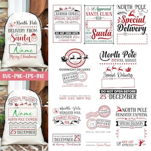 Santa Sack svg Bundle, Weihnachten Santa Sack svg, Christmas Express svg, Nordpol-Sonderlieferung svg, Geschenktüte svg, Schnittdateien für Cricut