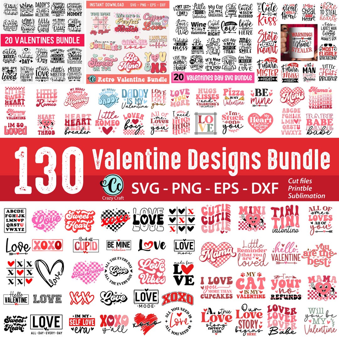 130 Valentines SVG PNG Bundle, Valentine Day Svg Mega Bundle, Funny ...