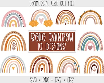 Boho Rainbow SVG Bundle, Pastel rainbow SVG, Boho rainbow clipart, Rainbow baby svg, Boho rainbow png, Cute rainbow svg Cut file Vector