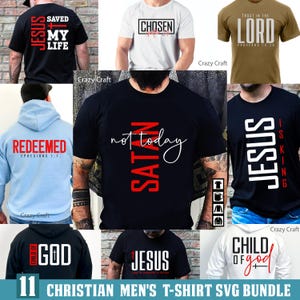 11 Christian Men&#39;s Front and Back SVG Designs, Faith-Based Sayings Designs, Easter Christian Png, Christian SVG bundle, Christian Apparel