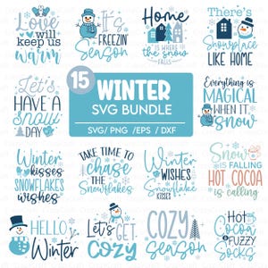 Pacote SVG de inverno, Olá inverno SVG, Pacote de inverno, Pacote SVG de Natal, Moletom de inverno SVG, Inverno SVG para moletons, Boneco de neve SVG