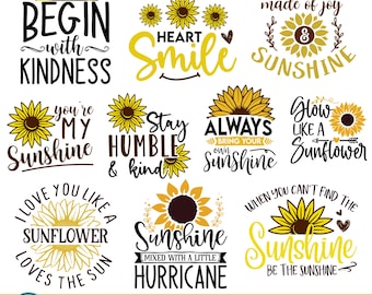 Sunflower svg Bundle, Sunflower Quotes svg, Sunflower svg, Kindness SVG, Bee Svg, Svg Files for Cricut, cut file, You are my Sunshine