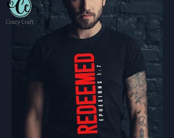 REDEEMED SVG Png shirt designs, Christian Men's Front and Back Svg Designs, Faith-Based Sayings, Christian SVG bundle, Christian Apparel
