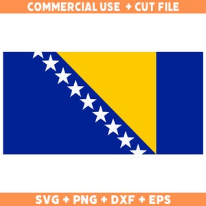 Bosnia and Herzegovina flag SVG Original colors Flag Png, Commercial use for print on demand, Cut files for Cricut, Cut files for silhouette