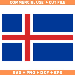 Drapeau de l'Islande SVG Couleurs originales, Drapeau de l'Islande Png, Utilisation commerciale pour impression à la demande, Fichiers de coupe pour Cricut, Fichiers de coupe pour silhouette SVG