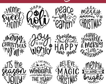 Kerst ronde deurhanger svg-bundel, ontwerp welkomstborden, kerstbord