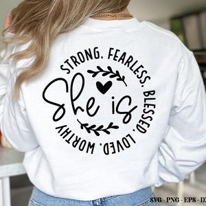 Sie ist stark, sie ist würdig, sie wird geliebt, sie ist ich, Frauen Empowerment svg, Feminismus svg, Girl Power, Inspirations-Svg, Cut-Dateien