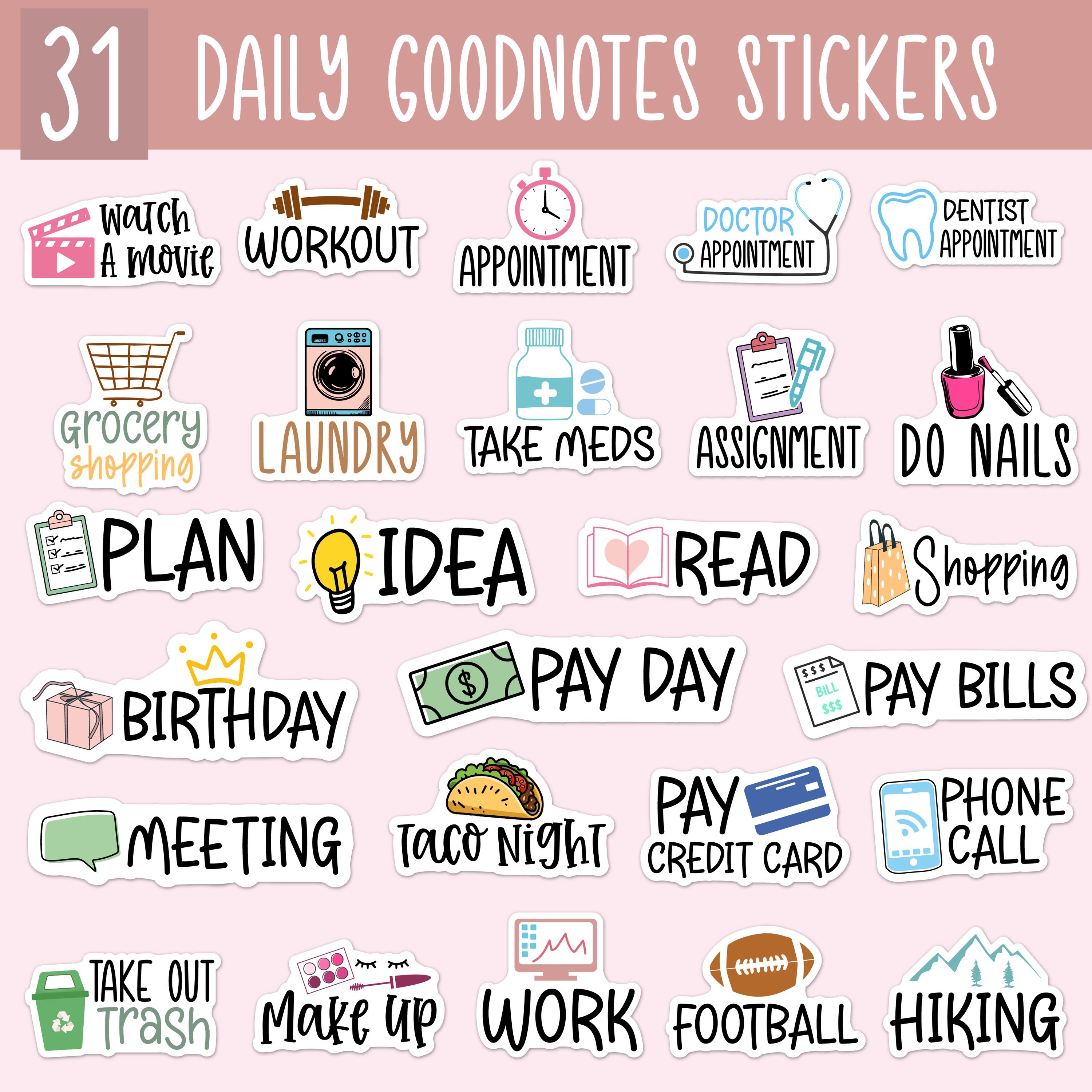31 Daily Life Icon Goodnotes Stickers, Daily Planner Stickers ...