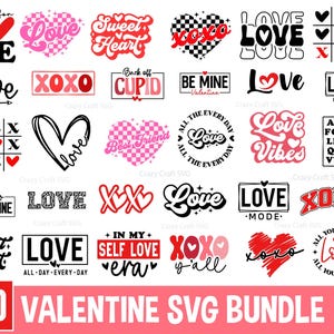 Paquete de 30 Svg PNG de San Valentín, paquete de Svg de San Valentín, paquete de Svg del día de San Valentín, Svg de regalo de San Valentín, Svg de amor, SVG de corazón, xoxo svg, archivos de corte