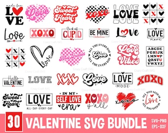 30 Valentine Svg Png Bundle, Valentine Svg Bundle, Valentine Day Svg Bundle, Valentine Gift Svg, Love Svg, Heart SVGs, xoxo svg, Cut Files