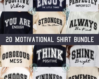 20 Motivational Svg Png Bundle, Varsity shirt design, sweeter png, Self Love Svg, Positive Quote Svg, You Matter Svg