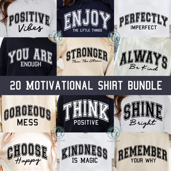 20 Motivational Svg Png Bundle, Varsity shirt design, sweeter png, Self Love Svg, Positive Quote Svg, You Matter Svg