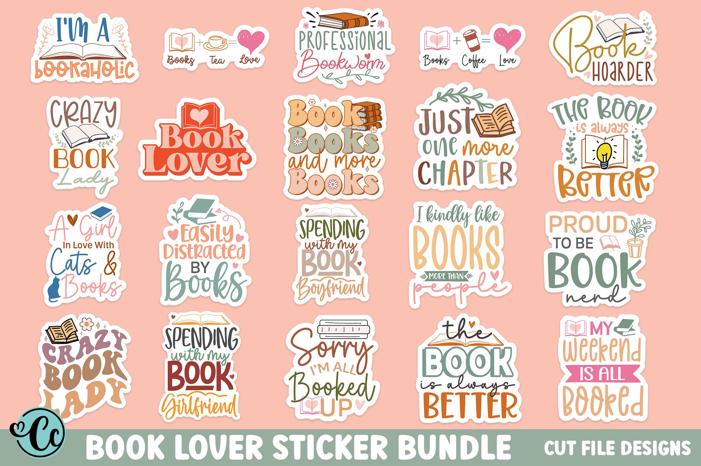 Book Lovers Sticker PNG Bundle, Book Stickers Pack, Bookish Stickers ...