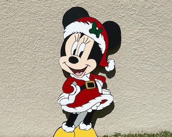 Mrs. Clause Minnie Mouse Yard Sign/Yard Art/Yard Decor/Christmas Yard Art/Wooden Yard Art/Mickey Yard/Minnie Yard
