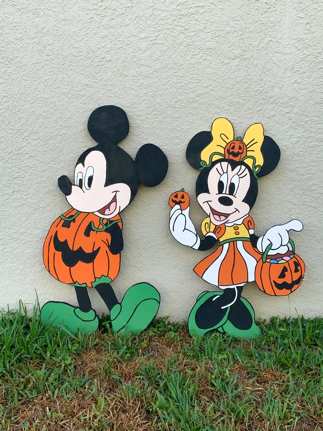 Halloween Mickey and Minnie Mouse Yard Sign/yard Art/yard Decor ...