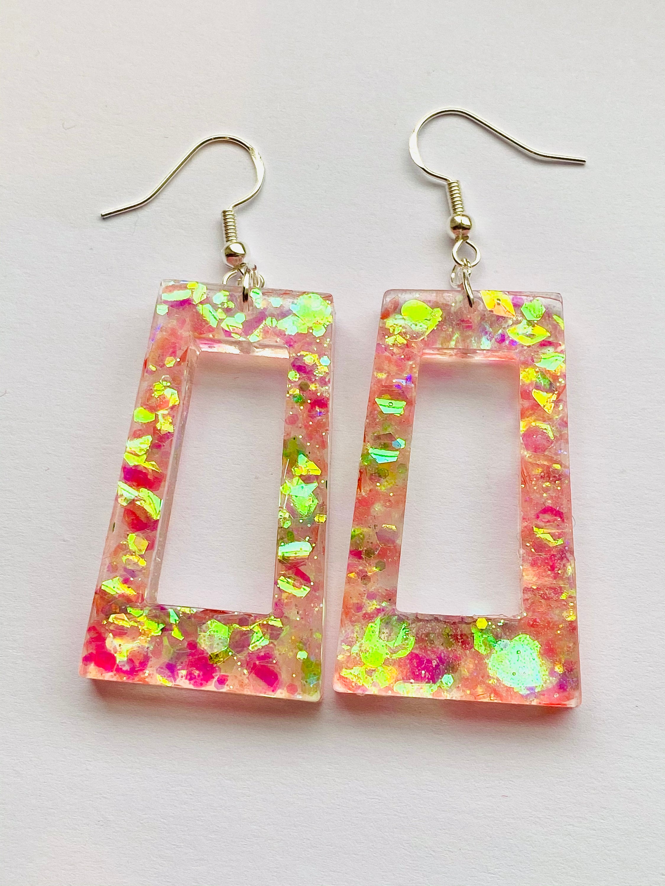 Glamorous glitter resin earrings finished with sterling silver Etsy